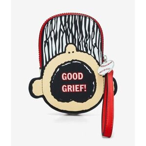 NEW Peanuts Snoopy Charlie Brown Baseball Striped "GOOD GRIEF" Coin Bag WRISTLET